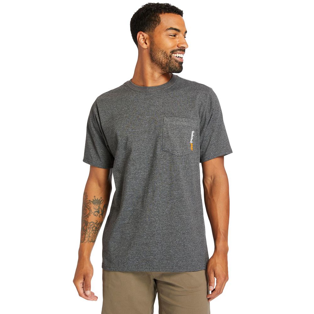 Camisetas Timberland Argentina Hombre - Pro® Short Sleeve Base Plate Wicking - Gris Oscuro - ZUYBXO-